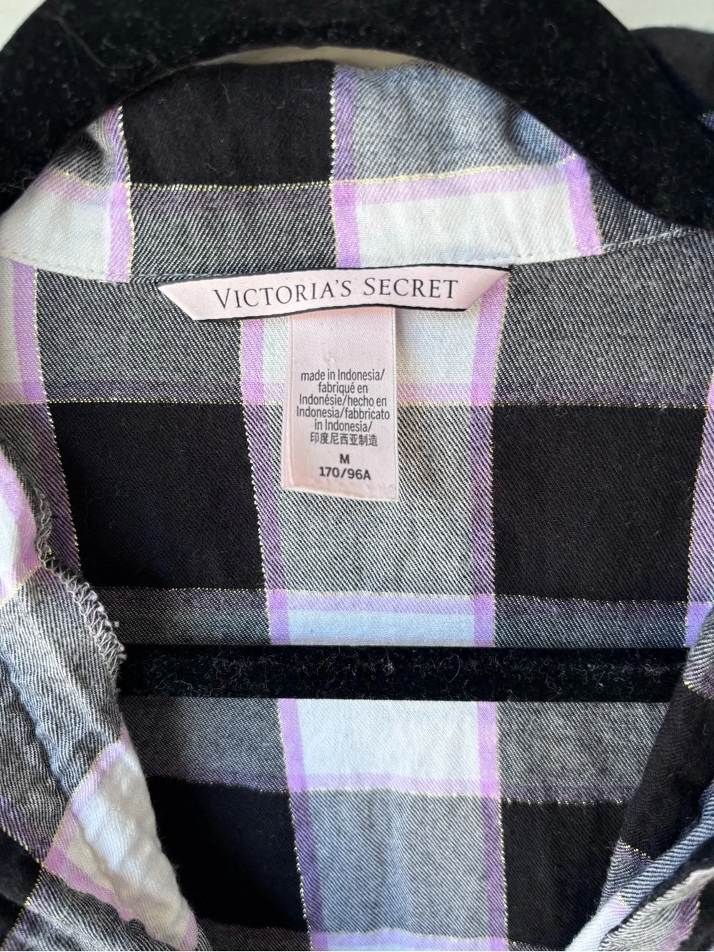 Victoria’s Secret Plaid Pajama Set – Pink/White/Black – Size Medium